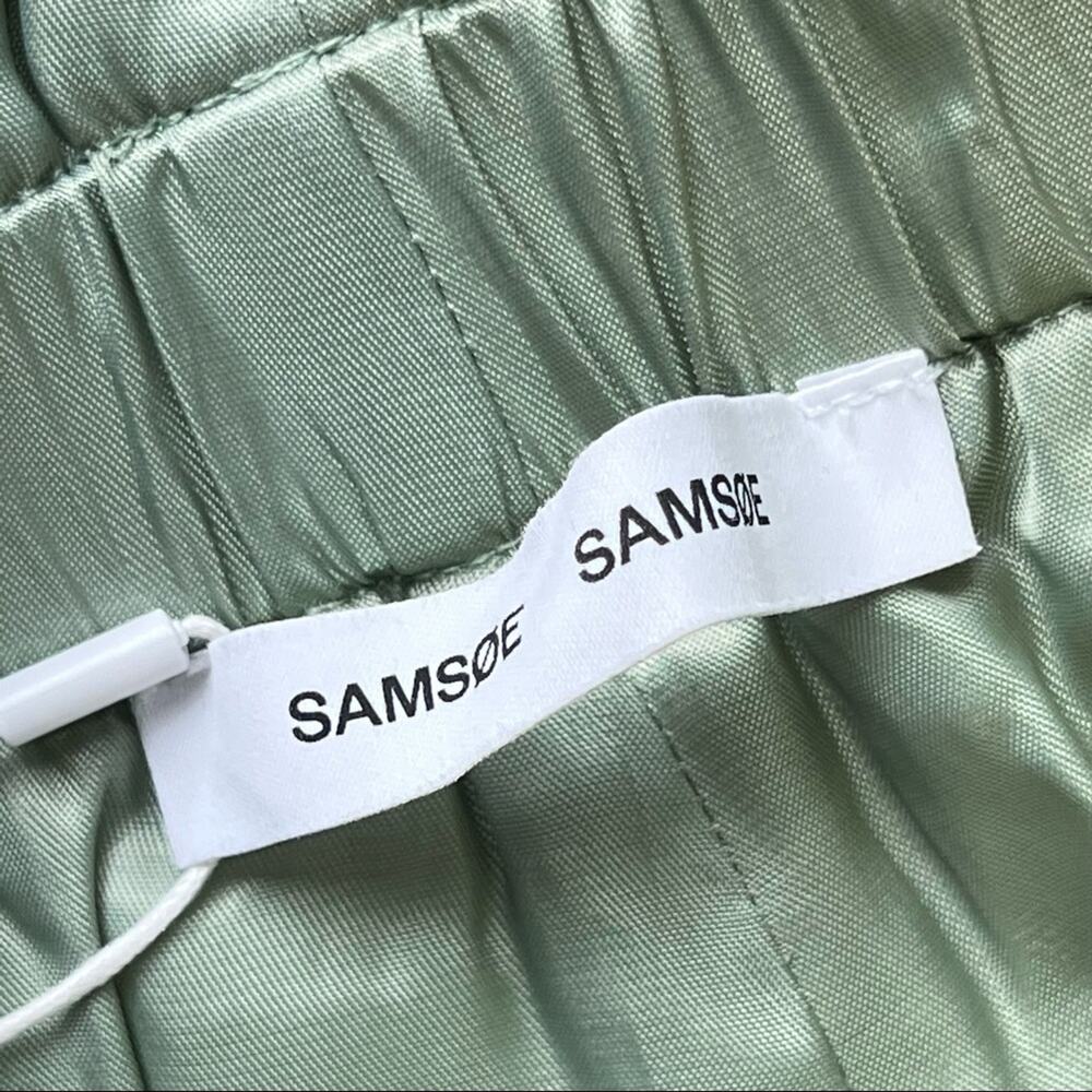 Samsoe Samsoe Ember Vineyard Green Textured Tie Paperbag Waist Shorts Size Small - Picture 8 of 14